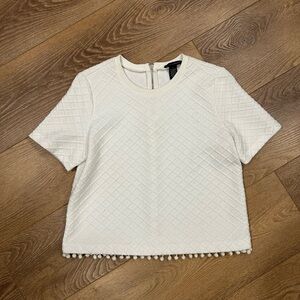 Grace Elements White Textured Short Sleeve Top